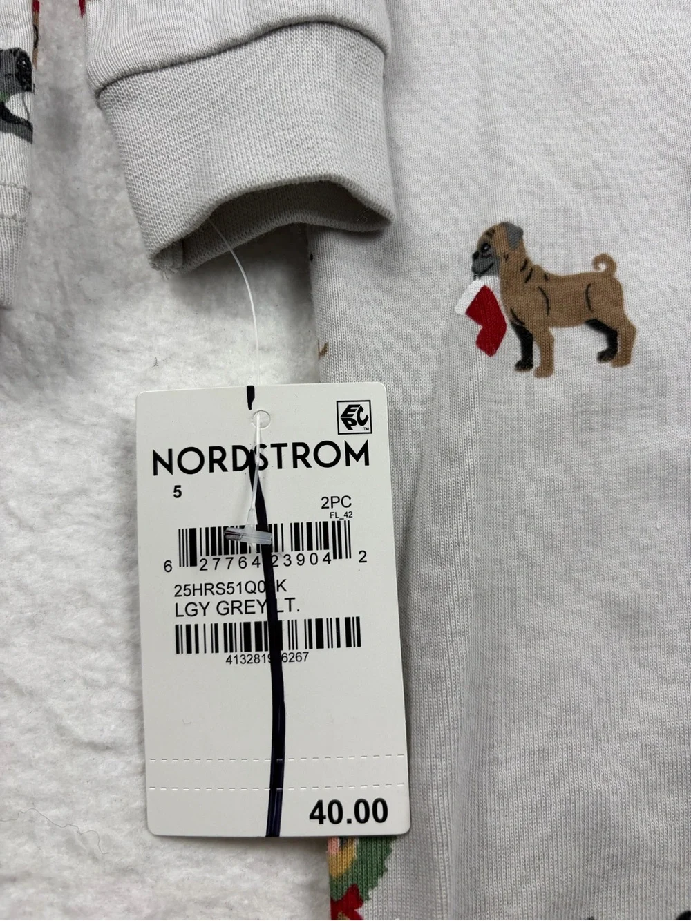 Petit Lem White Kids Holiday Puppy Pajama Set with Festive Prints Size 5